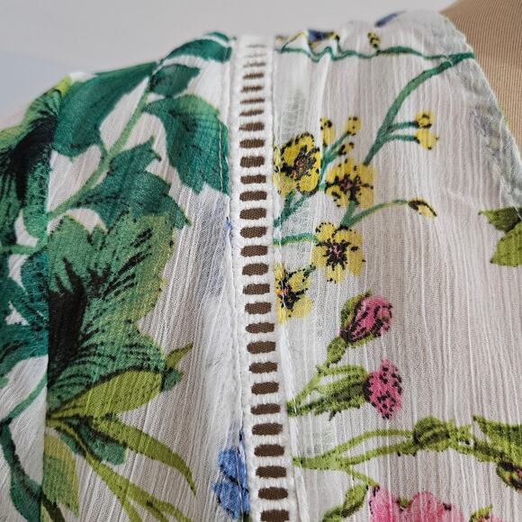 Chenault Tassel Top Womens Small Floral Bloomcore Spring Boho Hippie Vibrant - Picture 6 of 13